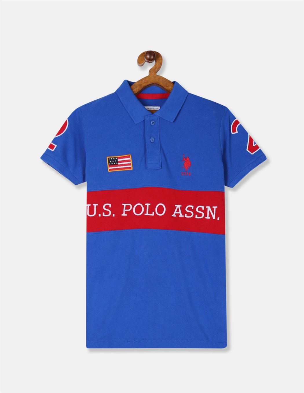 U.S. Polo Assn. Boys Applique Blue T-Shirt